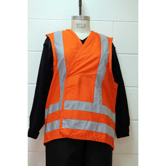 Dossard de sécurité orange avec bandes réfléchissantes grises en Nomex
