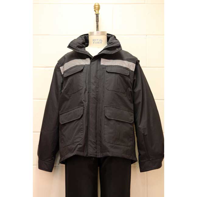 Manteau 3 saisons noir doublé avec bande réfléchissante grise