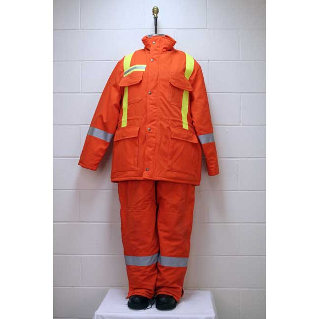 Manteau d’hiver ignifuge avec bandes réfléchissantes jaunes et grises