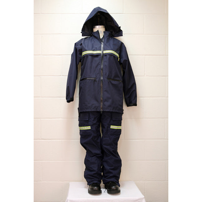 Manteau imperméable en polyester avec bande réfléchissante jaune et grise