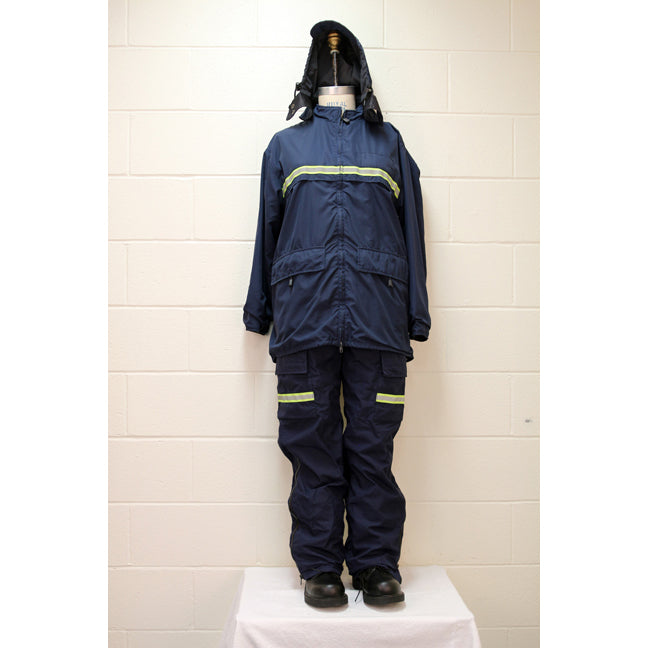 Manteau imperméable en polyester avec bande réfléchissante jaune et grise