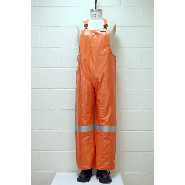 Pantalon imperméable ignifuge orange lustré avec bandes réfléchissantes grises