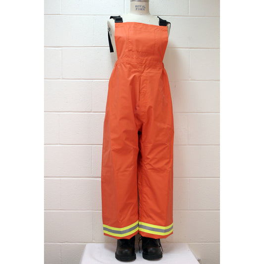 Pantalon imperméable orange de nylon enduit de néoprène avec bandes jaunes et grises
