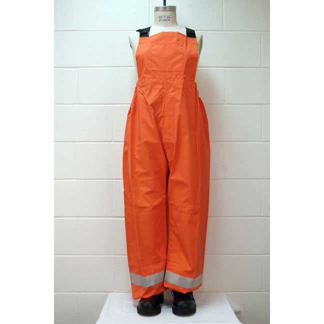Pantalon imperméable orange de nylon enduit de néoprène avec bandes grises